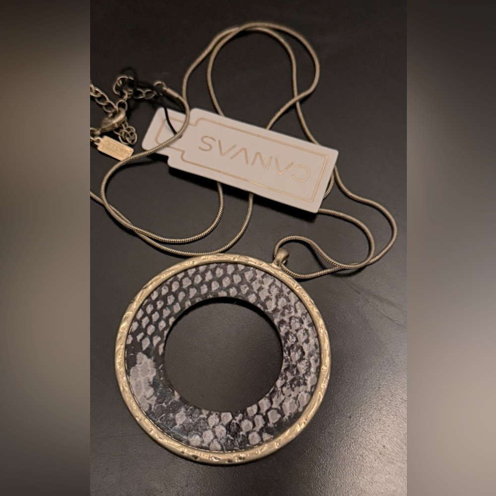 CANVAS Goldtone Blue Snakeskin Pendant Necklace [NEW]